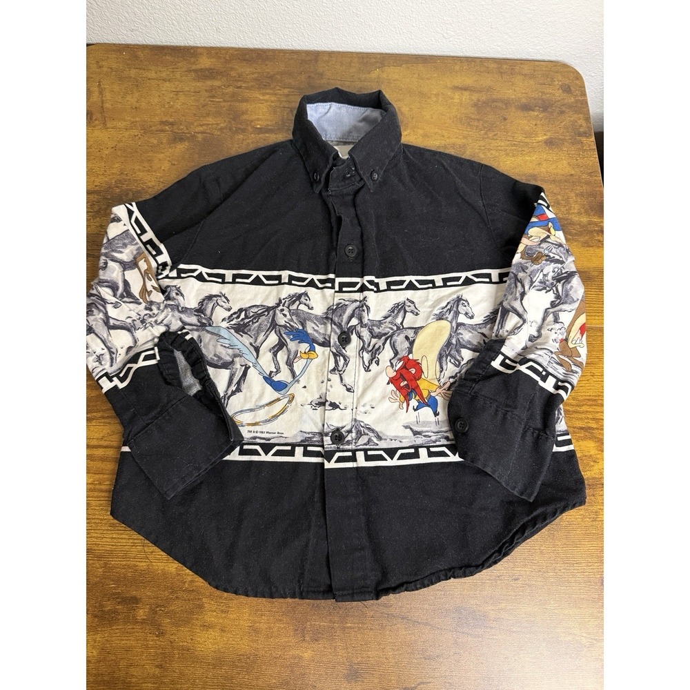 Vintage Looney Tunes Western Shirt Collection Cowboy Button Up Size XS 3T